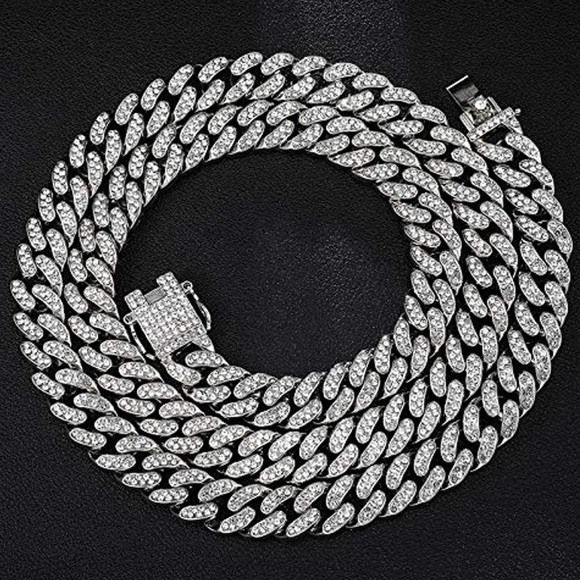 Other - 14k White Gold Miami Cuban w/ Zirconia Diamonds